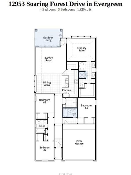 2D floor plan layout of this home in Evergreen, Conroe, TX (Image 2). 2D floor plan layout of this home in Evergreen, Conroe, TX (Image 2).