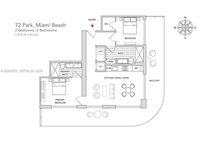 2D floor plan layout of this home in , Miami Beach, FL (Image 4).