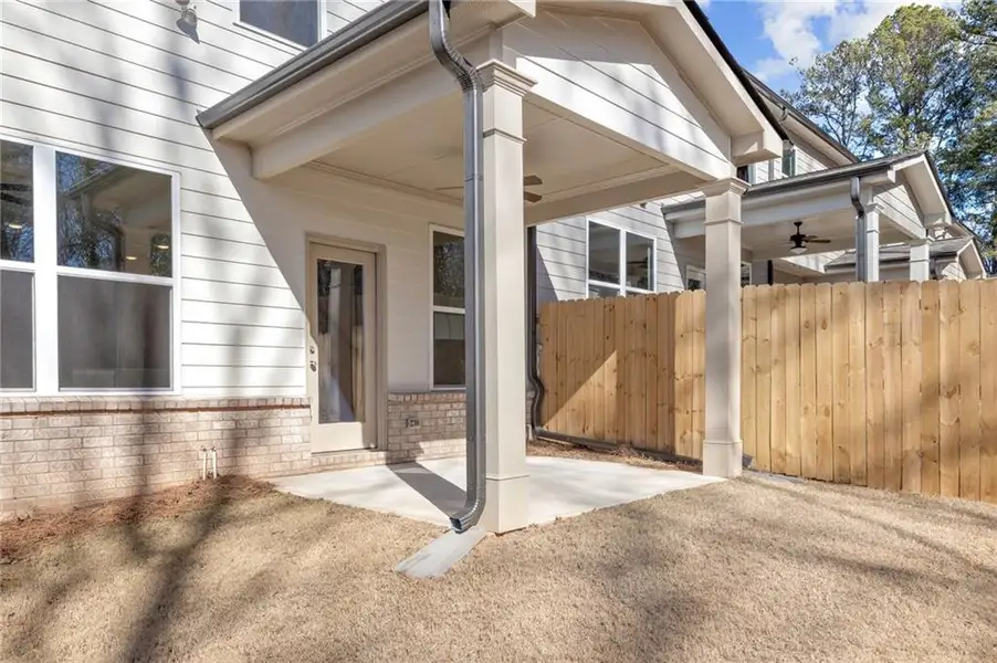 Exterior details and patio area of a home in Mulberry Summit, Flowery Branch (Image 3). Exterior details and patio area of a home in Mulberry Summit, Flowery Branch (Image 3).