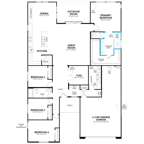 2D floor plan layout for the Lily by Brookfield Residential in Mariposa at Blossom Rock, Apache Junction, AZ (Image 26).