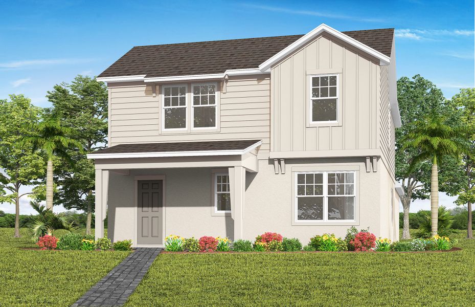 Representative exterior photo of a completed home built from the Mabel by Pulte Homes in Lakehaven Estates, Clermont, FL (Image 11). Representative exterior photo of a completed home built from the Mabel by Pulte Homes in Lakehaven Estates, Clermont, FL (Image 11).