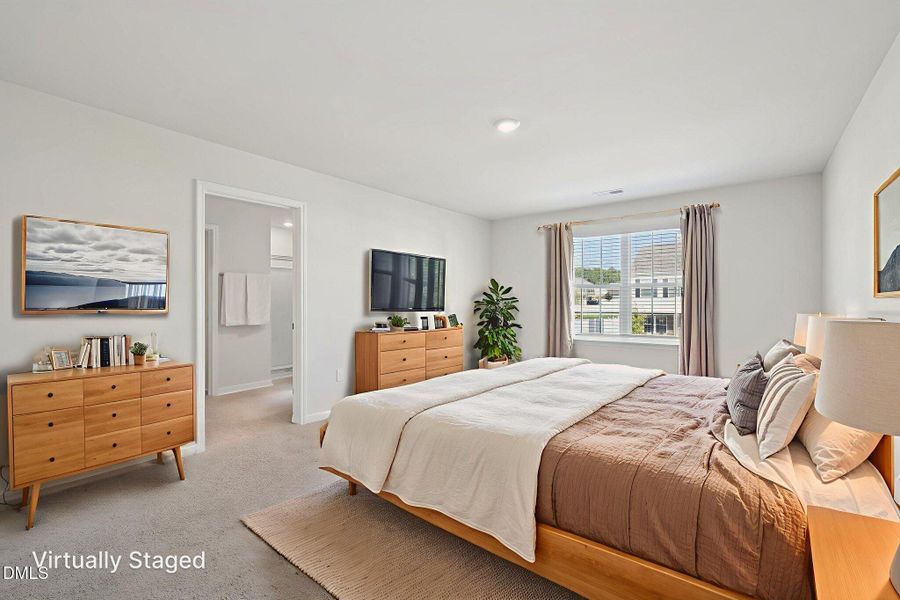 Virtually Staged Primary Bedroom Blue As