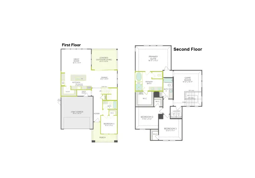 2D floor plan layout of this home in The Retreat at Harvest, Argyle, TX (Image 3).