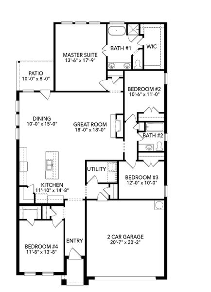 2D floor plan layout of this home in Baker Farms, Cleburne, TX (Image 5). 2D floor plan layout of this home in Baker Farms, Cleburne, TX (Image 5).