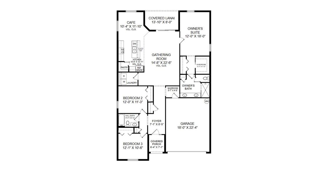 2D floor plan layout for the Sophia by Highland Homes of Florida in Touchstone, Lakeland, FL (Image 4).