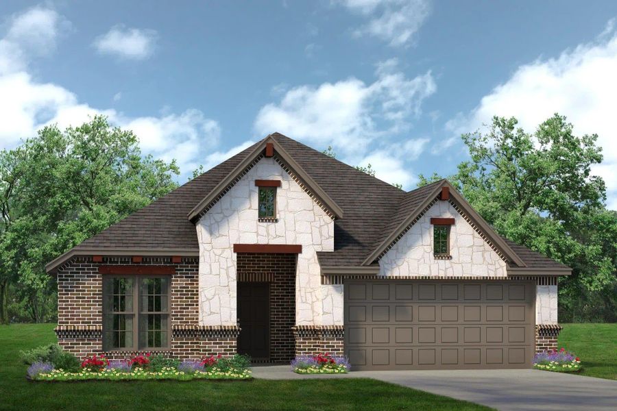 Elevation C with Stone | Concept 2186 at Chisholm Hills in Cleburne, TX by Landsea Homes