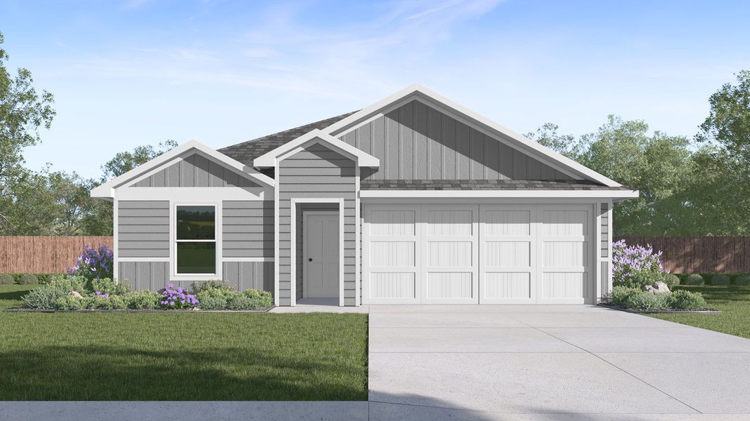 Front exterior of a new home in China Grove, China, TX, highlighting curb appeal (Image 1). Front exterior of a new home in China Grove, China, TX, highlighting curb appeal (Image 1).