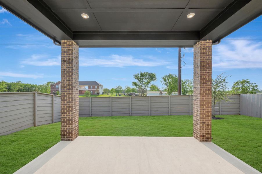 Exterior details and patio area of a home in Pomona - Reserve Collection, Manvel (Image 4). Exterior details and patio area of a home in Pomona - Reserve Collection, Manvel (Image 4).