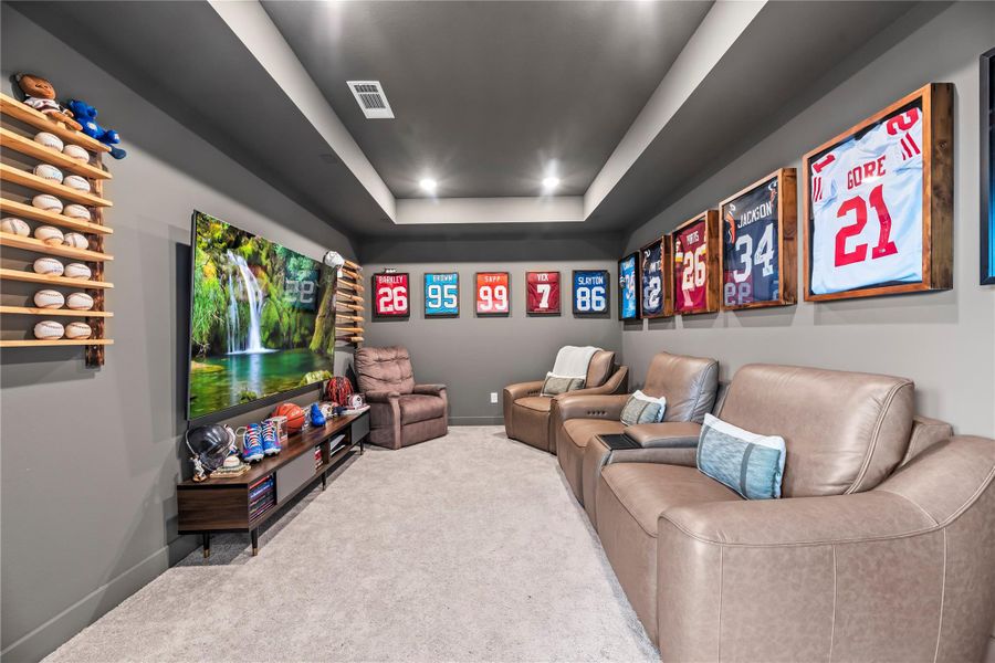 This media room is the ultimate destination for big game days, movie marathons, and binge-worthy series. With an intimate, theater-like vibe and space designed for hours of non-stop entertainment. It’s all about enjoying the action without ever leaving home.