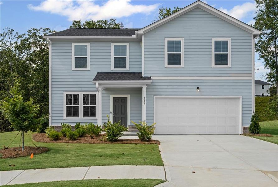 Front exterior of a new home in Avery Ridge, Gainesville, GA, highlighting curb appeal (Image 1).