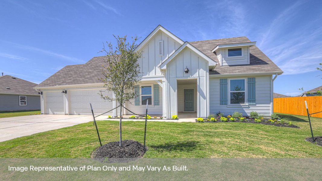 Representative exterior photo of a completed home built from the The Garland by D.R. Horton in Hartland Ranch, Lockhart, TX (Image 1). Representative exterior photo of a completed home built from the The Garland by D.R. Horton in Hartland Ranch, Lockhart, TX (Image 1).
