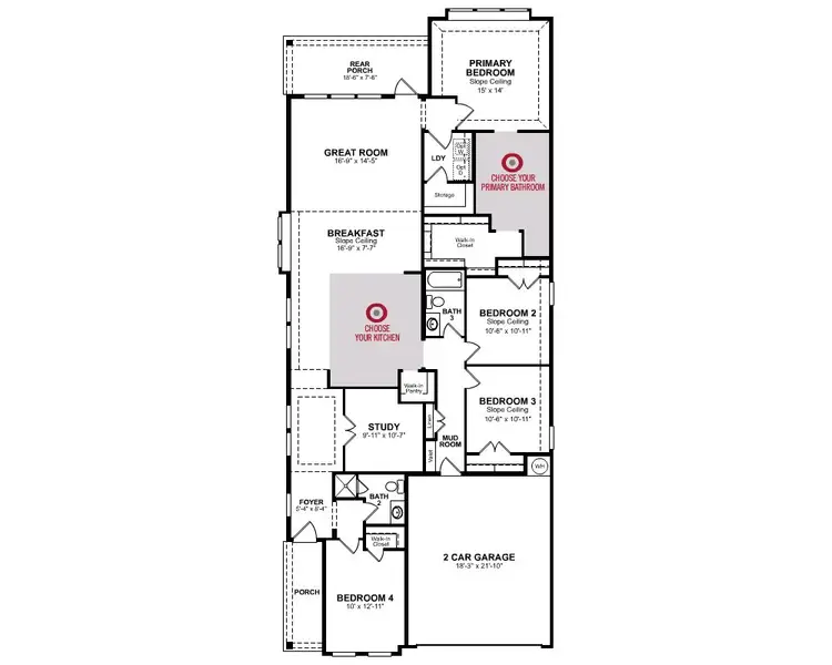 2D floor plan layout for the Abilene by Beazer Homes in Arabella on the Prairie, Richmond, TX (Image 3).