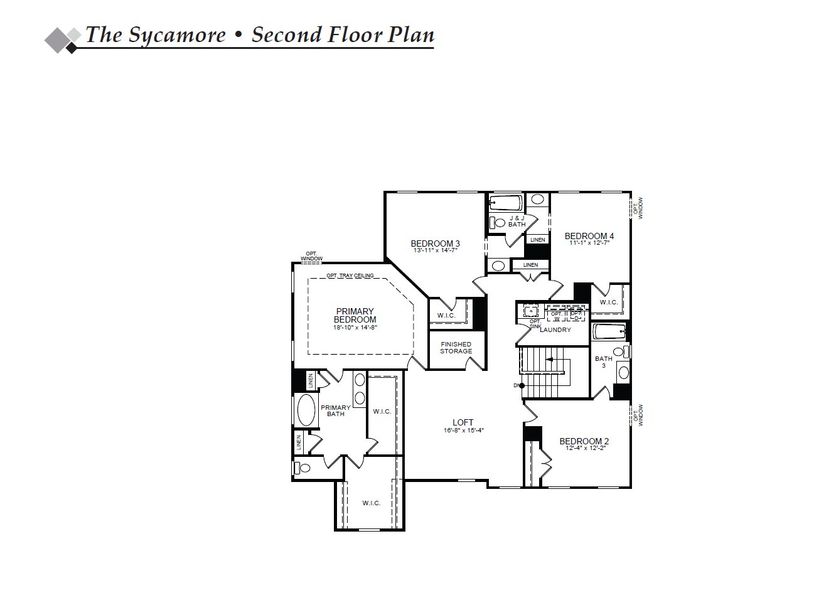 2D floor plan layout for the Sycamore by Eastwood Homes in Twin Creek, Kernersville, NC (Image 5).