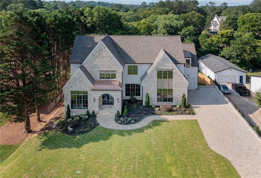Front exterior of a new home in , Roswell, GA, highlighting curb appeal (Image 29). Front exterior of a new home in , Roswell, GA, highlighting curb appeal (Image 29).