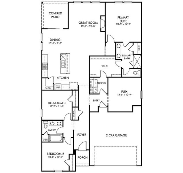 2D floor plan layout of this home in Riverwood Farm, Piedmont, SC (Image 2).