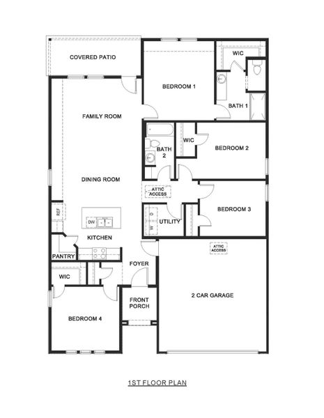 2D floor plan layout for the Elgin by D.R. Horton in Sanger Circle, Sanger, TX (Image 3).