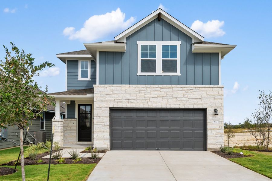 Representative exterior photo of a completed home built from the Granbury by Ashton Woods in Berry Creek Highlands, Georgetown, TX (Image 1). Representative exterior photo of a completed home built from the Granbury by Ashton Woods in Berry Creek Highlands, Georgetown, TX (Image 1).
