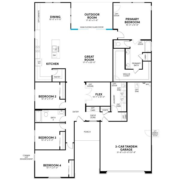 2D floor plan layout for the Lily by Brookfield Residential in Mariposa at Blossom Rock, Apache Junction, AZ (Image 25).
