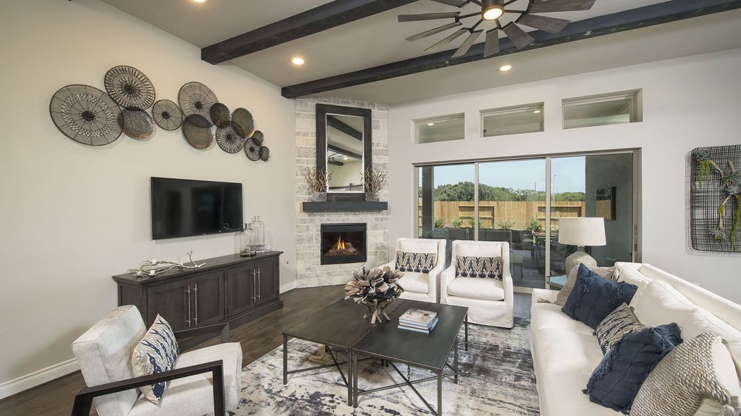 Representative furnished interior of a home built from the 3578W by Perry Homes in Lakes of Cane Island, Katy (Image 17).