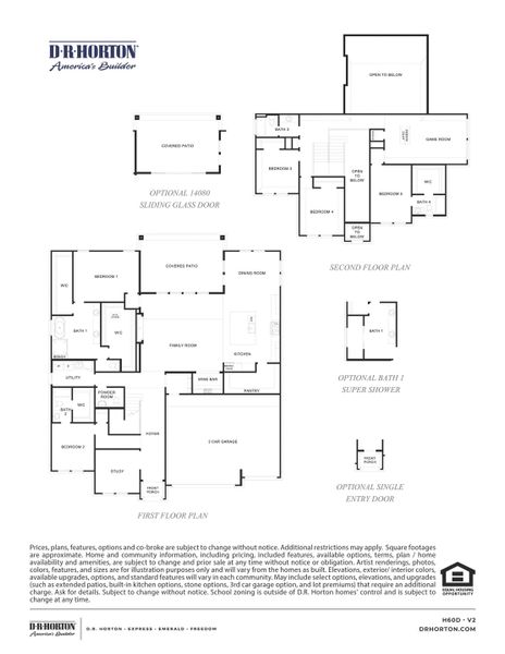 2D floor plan layout for the Positano by D.R. Horton in Friendswood Trails, Friendswood, TX (Image 5).