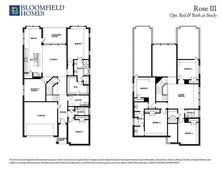 Rose III Opt Bed & Bath at Study Floor Plan