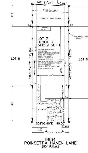 9634 Poinsettia Haven Lane preliminary plot plan 9634 Poinsettia Haven Lane preliminary plot plan
