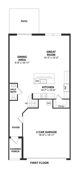 2D floor plan layout for the Fullerton III by K. Hovnanian® Homes in Salerno Reserve Townhomes, Stuart, FL (Image 2).