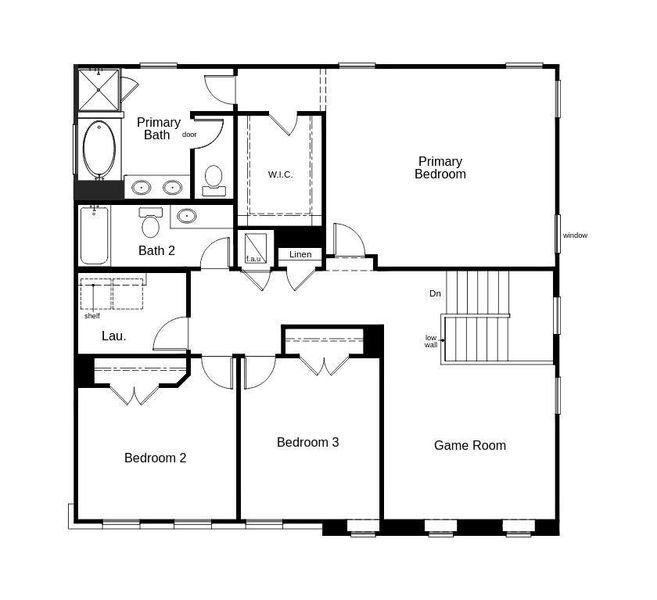 This floor plan features 3 bedrooms, 2 full baths, 1 half bath, and over 2,400 square feet of living space.