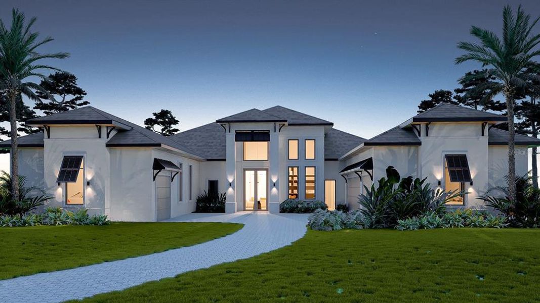 Front exterior of a new home in , Montverde, FL, highlighting curb appeal (Image 1). Front exterior of a new home in , Montverde, FL, highlighting curb appeal (Image 1).