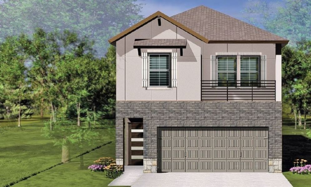 Front exterior of a new home in Eagle Landing, Houston, TX, highlighting curb appeal (Image 1).