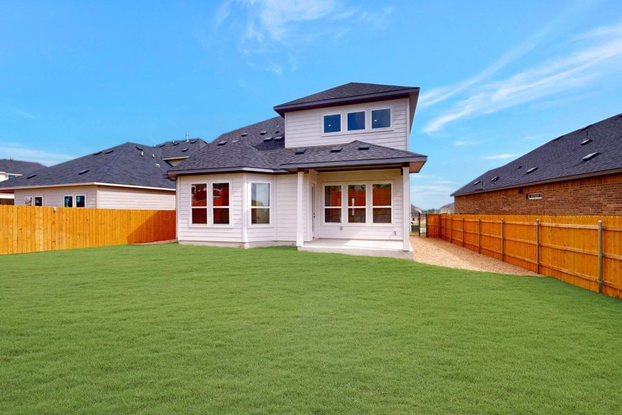 Exterior details and patio area of a home in Cascades at Onion Creek, Austin (Image 3).