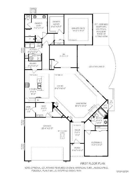 2D floor plan layout of this home in The Courtyards on Robinson Church, Harrisburg, NC (Image 18).