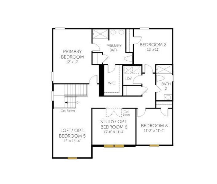2D floor plan layout for the Prelude - Single Family Homes by Dream Finders Homes in Briargate, Fountain Inn, SC (Image 4).