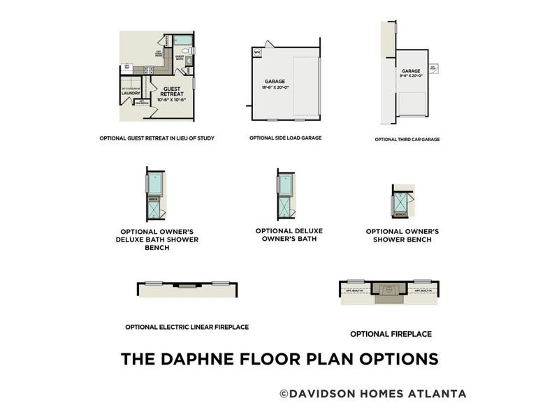 2D floor plan layout for the The Daphne A by Davidson Homes LLC in Kelly Preserve, Loganville, GA (Image 5).