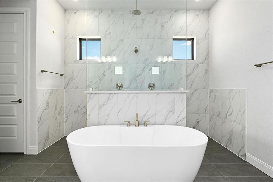 Great luxury Master bathroom with elegant plumbing features.