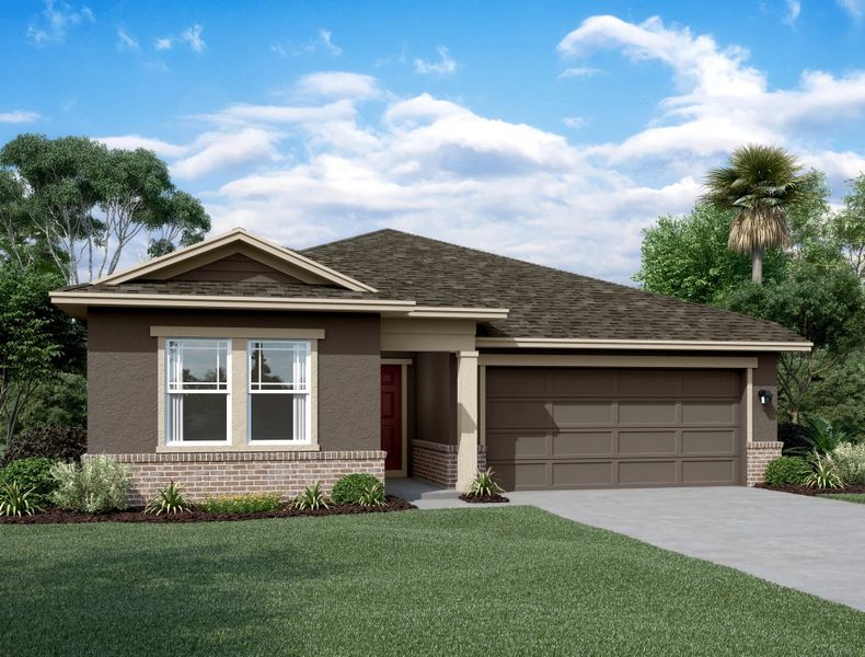 Representative exterior photo of a completed home built from the Hawking by Starlight Homes in Brookewater at Crossprairie, St. Cloud, FL (Image 10). Representative exterior photo of a completed home built from the Hawking by Starlight Homes in Brookewater at Crossprairie, St. Cloud, FL (Image 10).