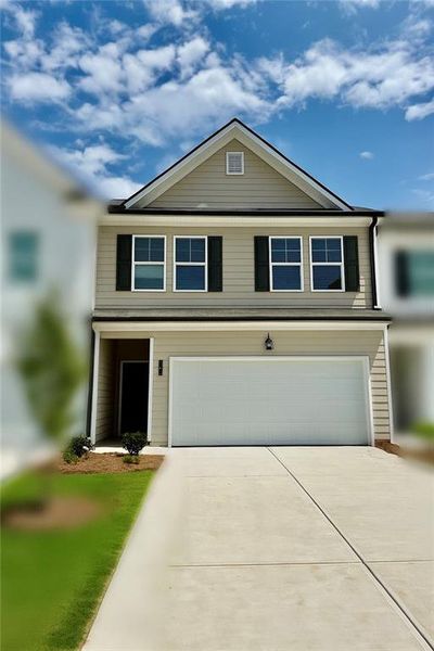 Front exterior of a new home in Rivershire Place, Villa Rica, GA, highlighting curb appeal (Image 1). Front exterior of a new home in Rivershire Place, Villa Rica, GA, highlighting curb appeal (Image 1).