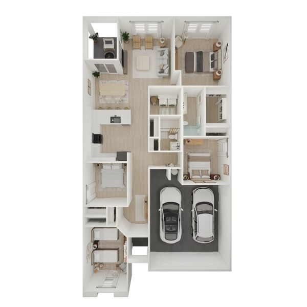2D floor plan layout for the Finlay by K. Hovnanian® Homes in Laveen Springs, Laveen, AZ (Image 6). 2D floor plan layout for the Finlay by K. Hovnanian® Homes in Laveen Springs, Laveen, AZ (Image 6).
