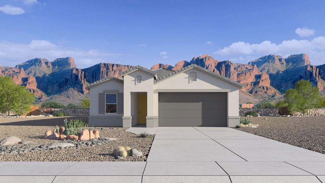 Representative exterior photo of a completed home built from the Pelican by D.R. Horton in Upper Canyon, Phoenix, AZ (Image 1).