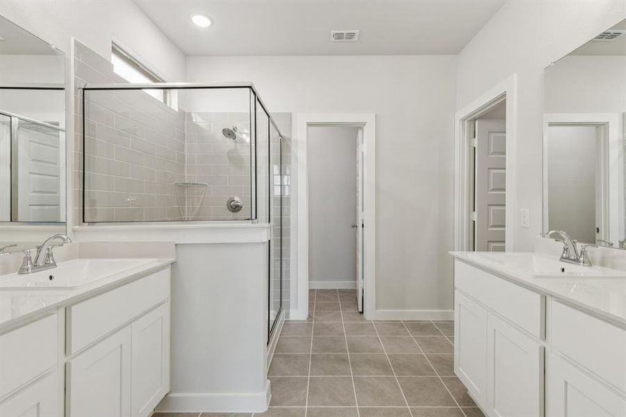 Primary Bathroom in the Masters home plan by Trophy Signature Homes – REPRESENTATIVE PHOTO Primary Bathroom in the Masters home plan by Trophy Signature Homes – REPRESENTATIVE PHOTO