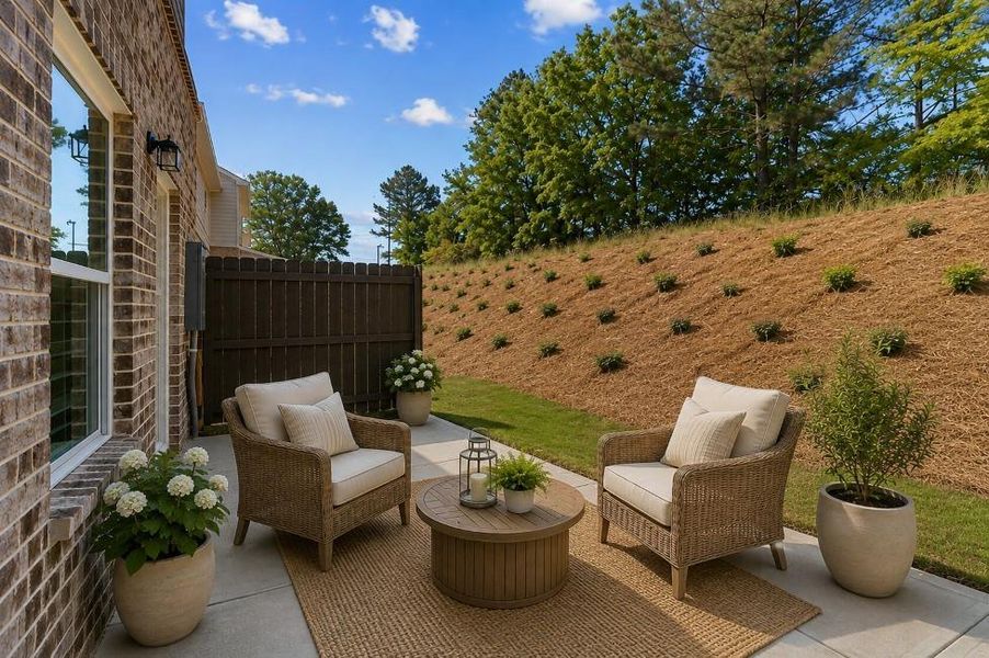 Exterior details and patio area of a home in Wildwood Place, Powder Springs (Image 28).