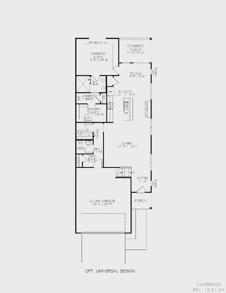 2D floor plan layout for the Cambridge by Epcon Communities in The Courtyards at Oak Grove, Durham, NC (Image 5).