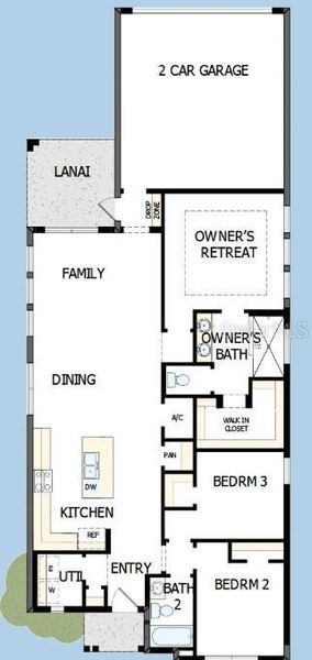 2D floor plan layout of this home in Emerald Landing at Waterside at Lakewood Ranch – Cottage Series, Sarasota, FL (Image 4). 2D floor plan layout of this home in Emerald Landing at Waterside at Lakewood Ranch – Cottage Series, Sarasota, FL (Image 4).