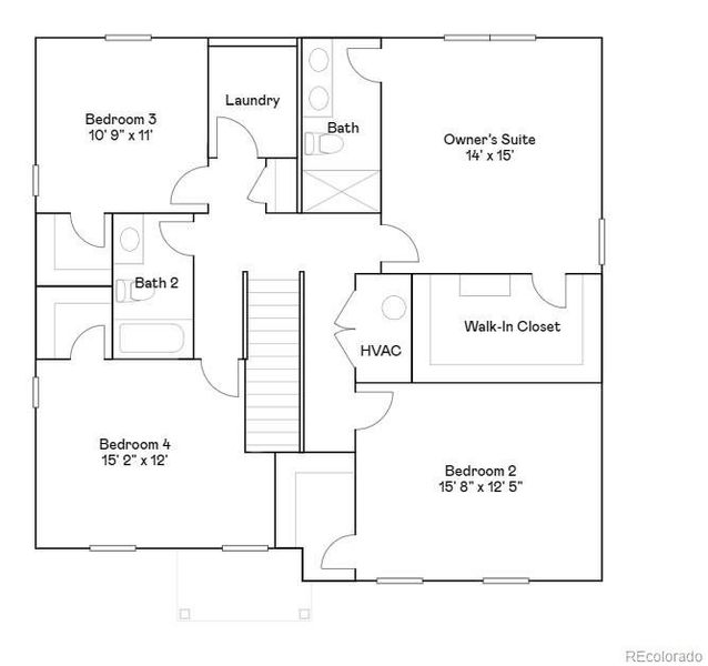 2D floor plan layout of this home in Eastcreek Farm, Thornton, CO (Image 2).