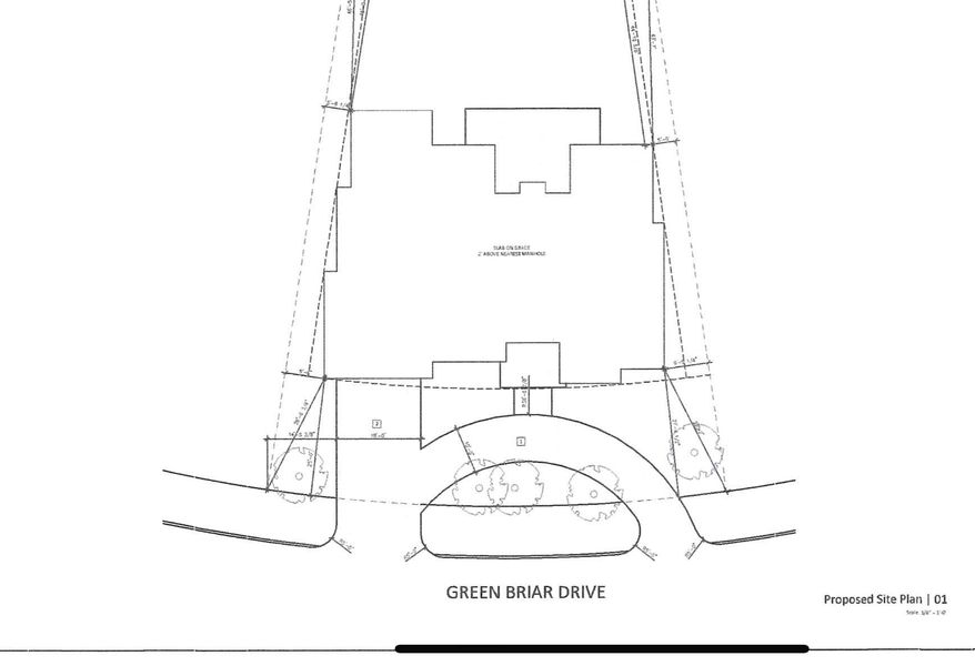Plat survey of 1511 Greenbriar showing the circular drive.