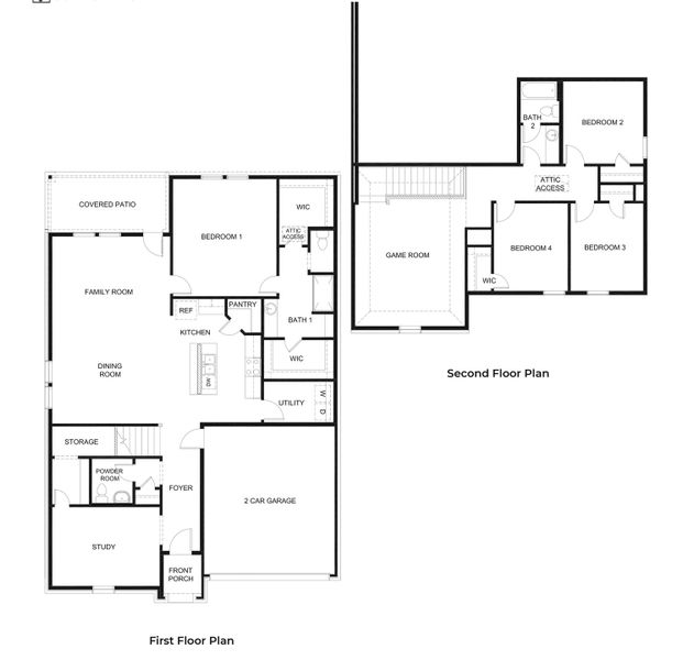 2D floor plan layout for the Perry by D.R. Horton in Whitewing Trails, Princeton, TX (Image 3).
