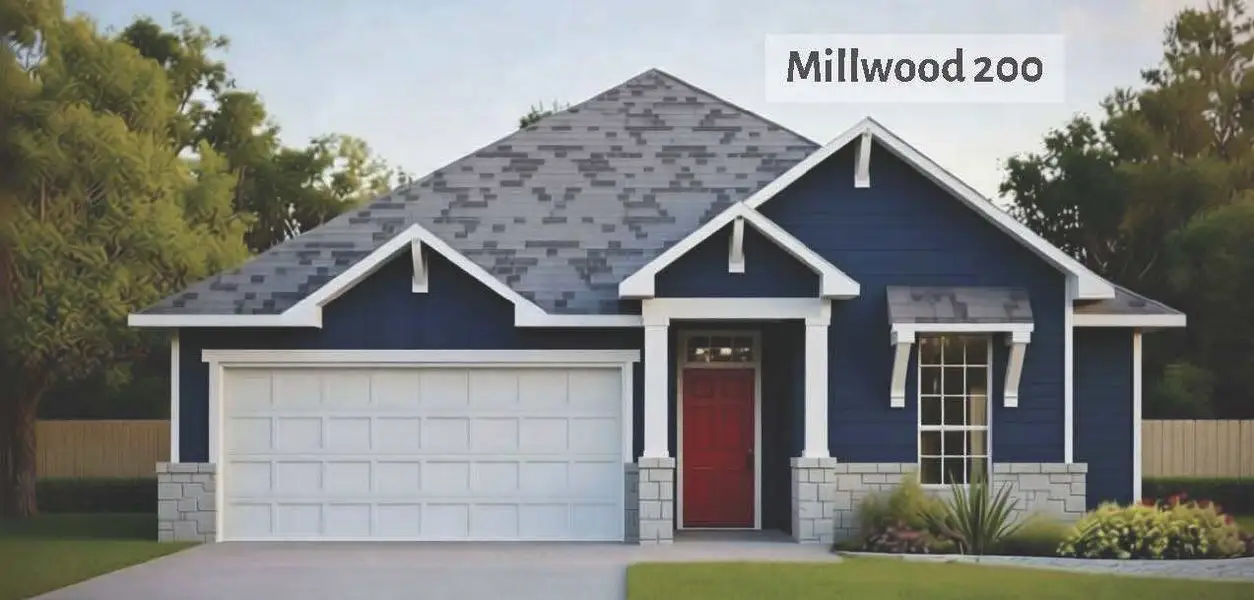 Representative exterior photo of a completed home built from the Millwood by Omega Builders in Hartrick Ranch, Temple, TX (Image 2). Representative exterior photo of a completed home built from the Millwood by Omega Builders in Hartrick Ranch, Temple, TX (Image 2).