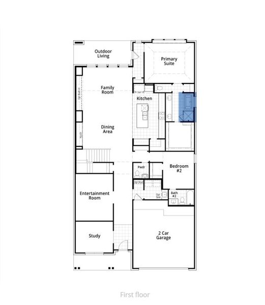 2D floor plan layout for the Kent Plan by Highland Homes in Mosaic: Artisan Series - 50ft. Lots, Prosper, TX (Image 6). 2D floor plan layout for the Kent Plan by Highland Homes in Mosaic: Artisan Series - 50ft. Lots, Prosper, TX (Image 6).