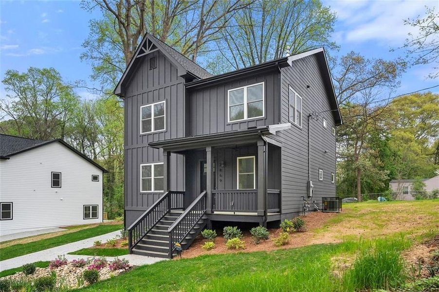 Front exterior of a new home in , Atlanta, GA, highlighting curb appeal (Image 18). Front exterior of a new home in , Atlanta, GA, highlighting curb appeal (Image 18).