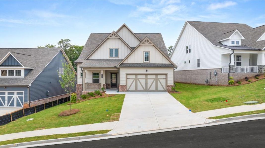 Front exterior of a new home in The Court at Gainesville Township, Gainesville, GA, highlighting curb appeal (Image 16).
